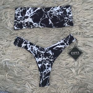 Black marble print  bikini